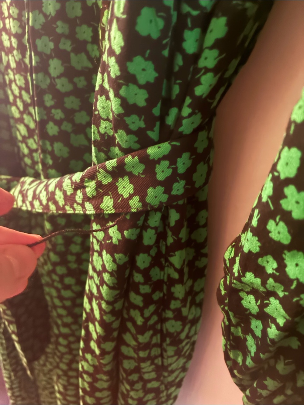 H&M Green Printed Long-Sleeve Button-Front Midi Dress - Picture 3 of 3